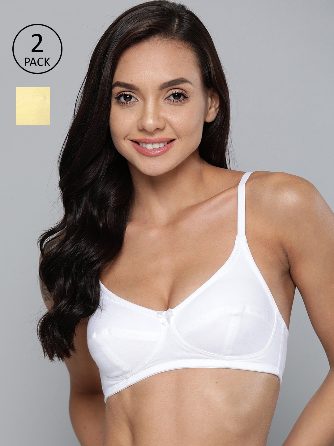 

Mast & Harbour Women Pack of 2 Solid Everyday Bra Medium Coverage, White