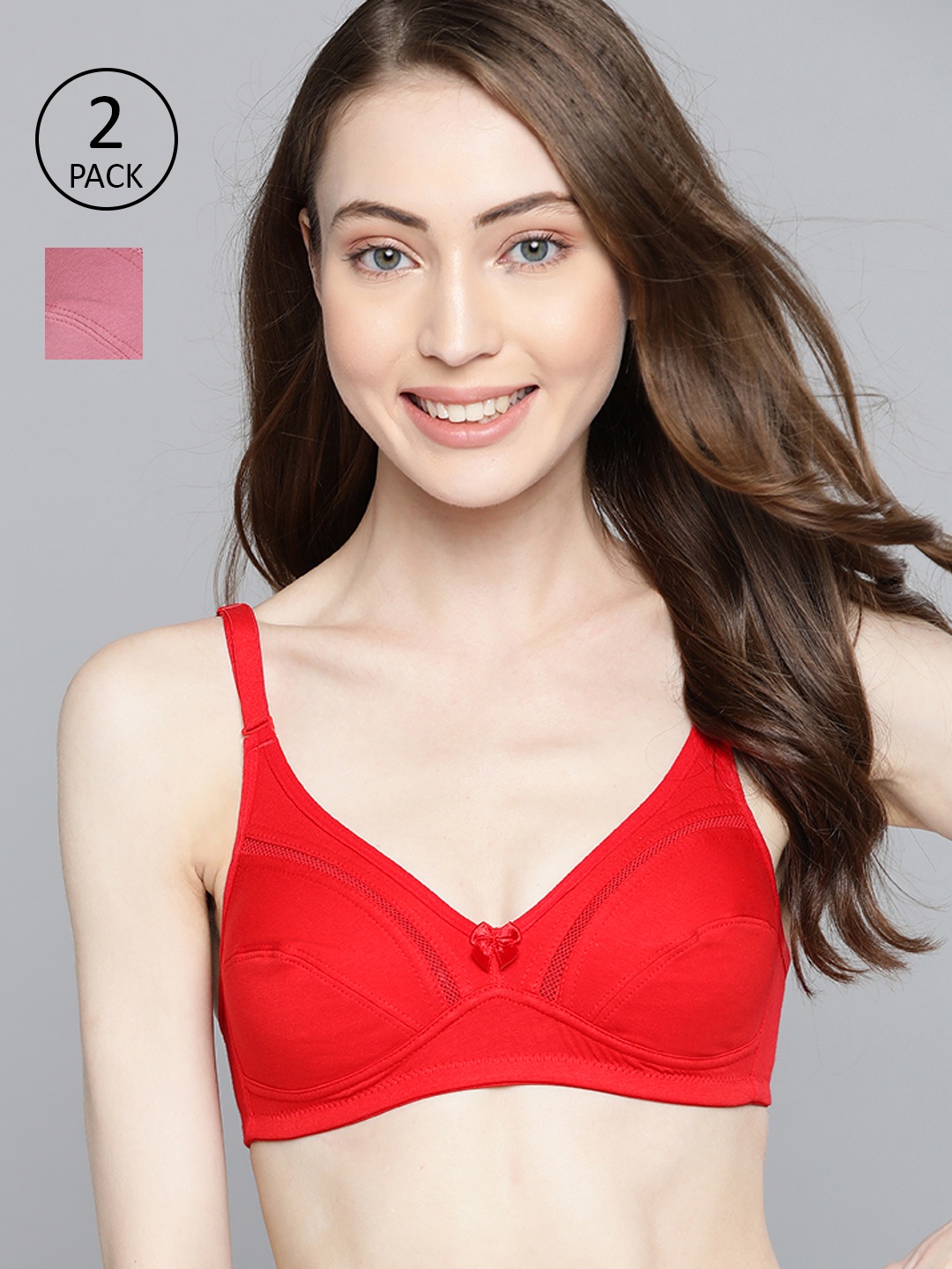 

Mast & Harbour Pack of 2 Everyday Solid Bra, Red