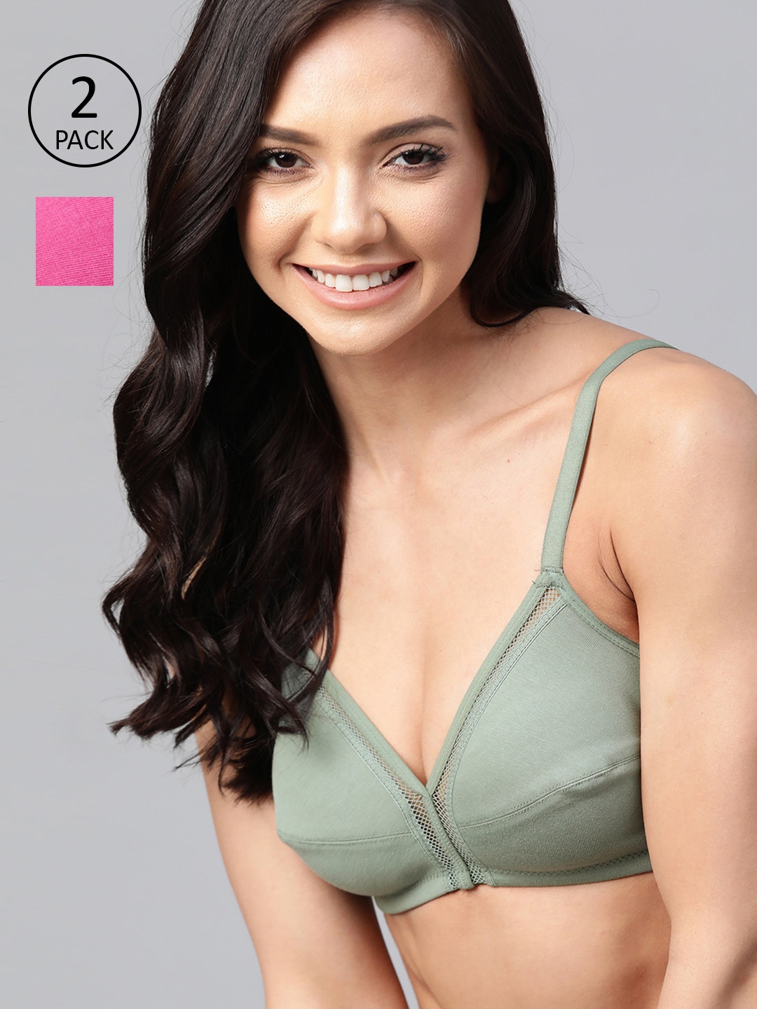 

Mast & Harbour Pack of 2 Everyday Bras Medium Coverage Non-Padded PM-MH-FG-01, Grey