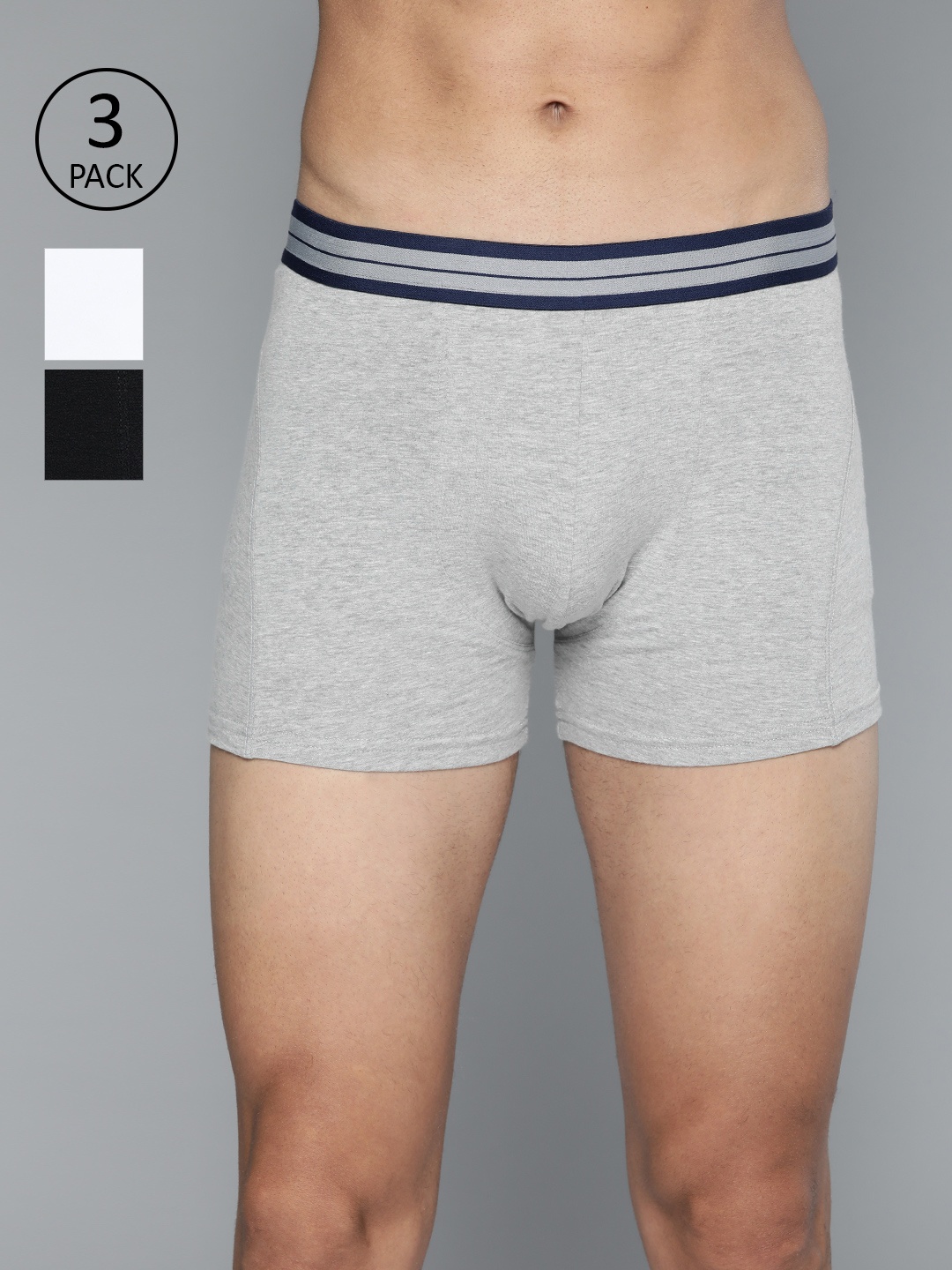 

Mast & Harbour Men Pack of 3 Solid Cotton Trunks MHN-TRN2-3PP, Grey melange