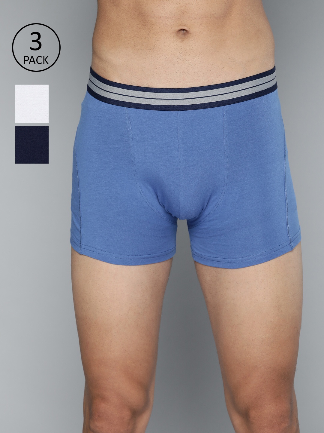 

Mast & Harbour Men Pack of 3 Solid Cotton Trunks MHN-TRN1-3PP, Blue
