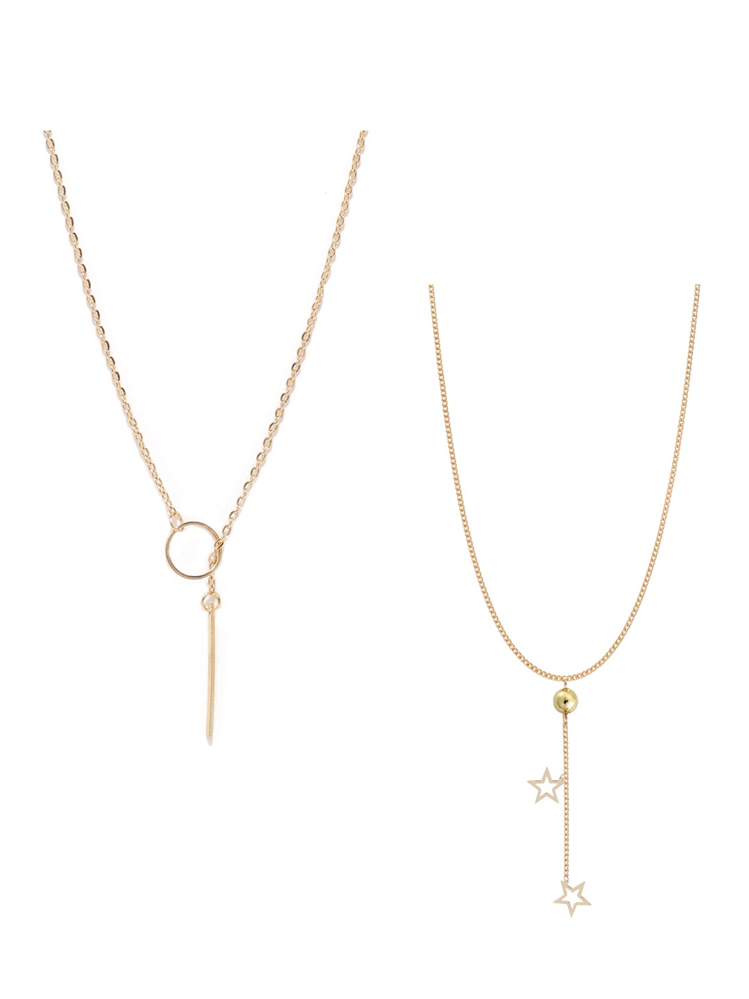 

OOMPH Women Set of 2 Gold-Toned Lariat Necklaces