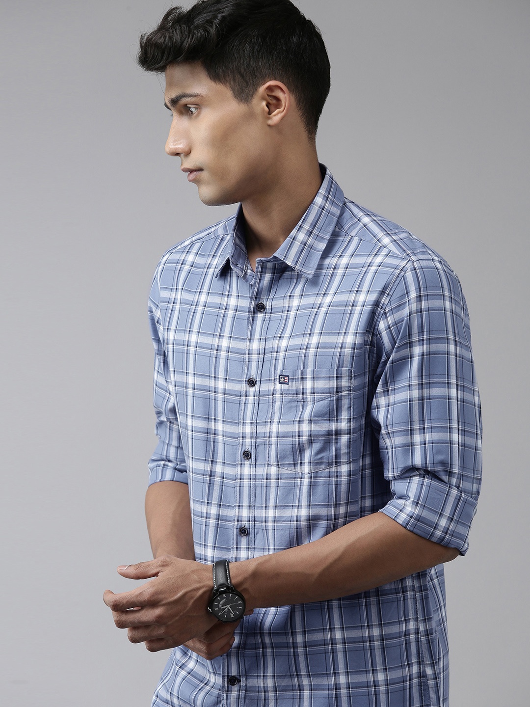 

Arrow Sport Men Multicoloured Slim Fit Grid Tattersall Checks Opaque Pure Cotton Shirt, Multi