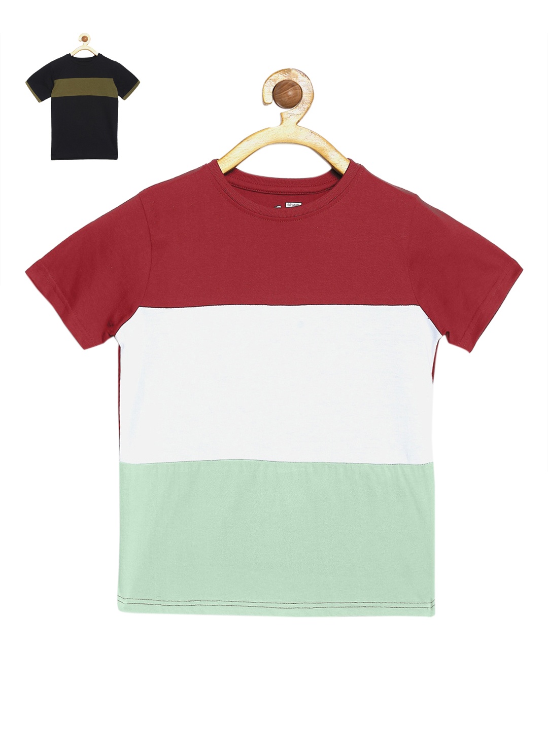 

DILLINGER Boys Maroon & White Colourblocked T-shirt