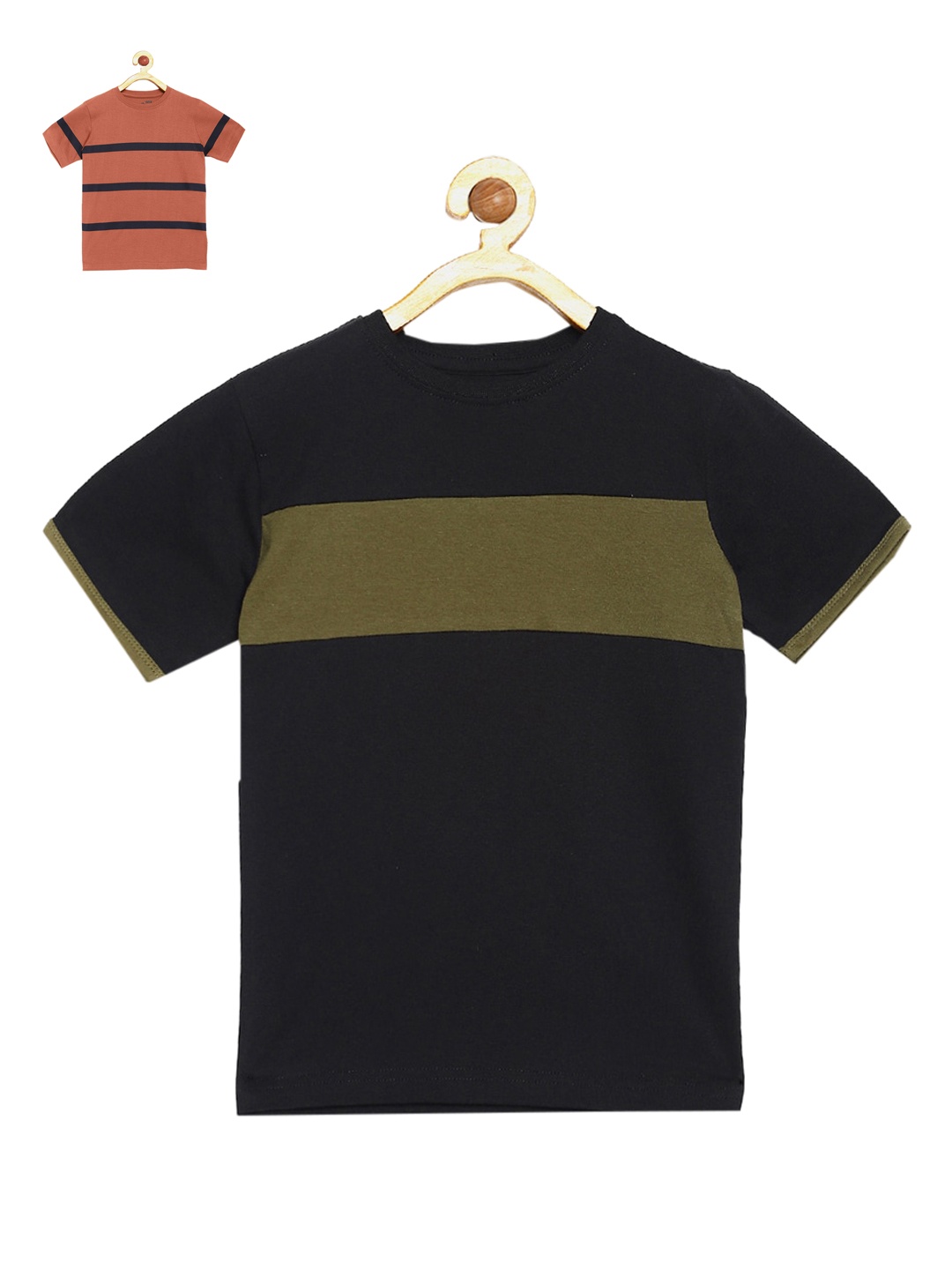 

DILLINGER Boys Black & Olive Green Set of 2 T-shirt