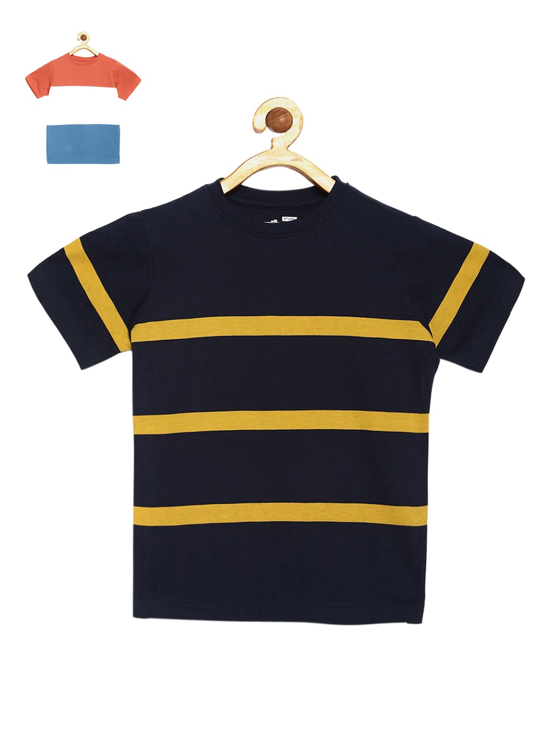 

DILLINGER Boys Navy Blue & Yellow Striped T-shirt