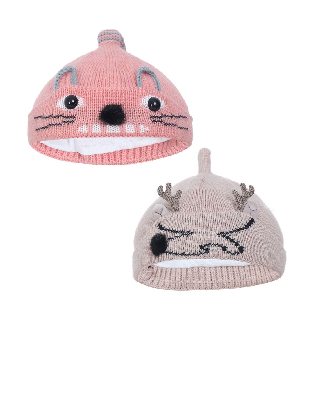 

FabSeasons Boys Beige & Peach Pack of 2 Beanie