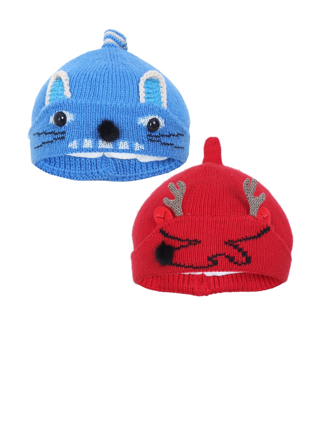 

FabSeasons Boys Blue & Red Pack of 2 Beanie