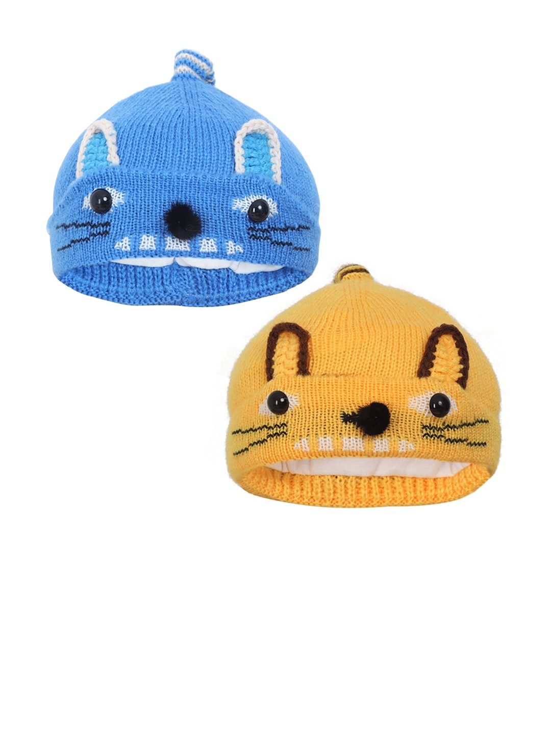 

FabSeasons Boys Yellow & Blue Set of 2 Printed Beanie