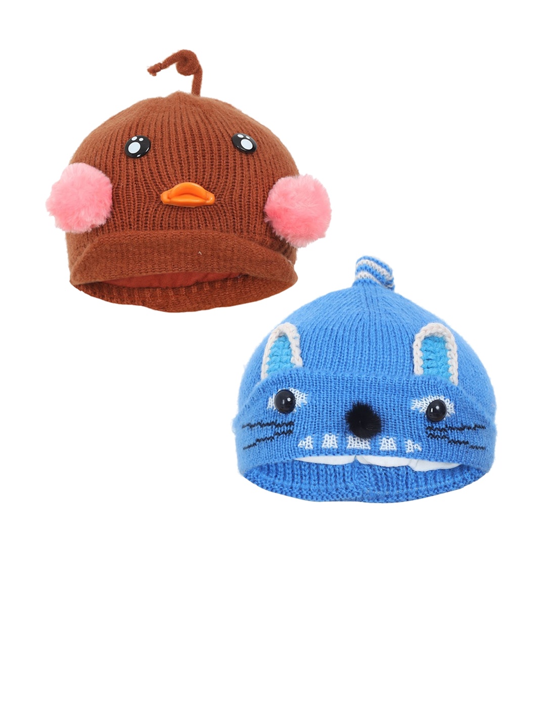 

FabSeasons Boys Brown & Blue Set of 2 Beanie