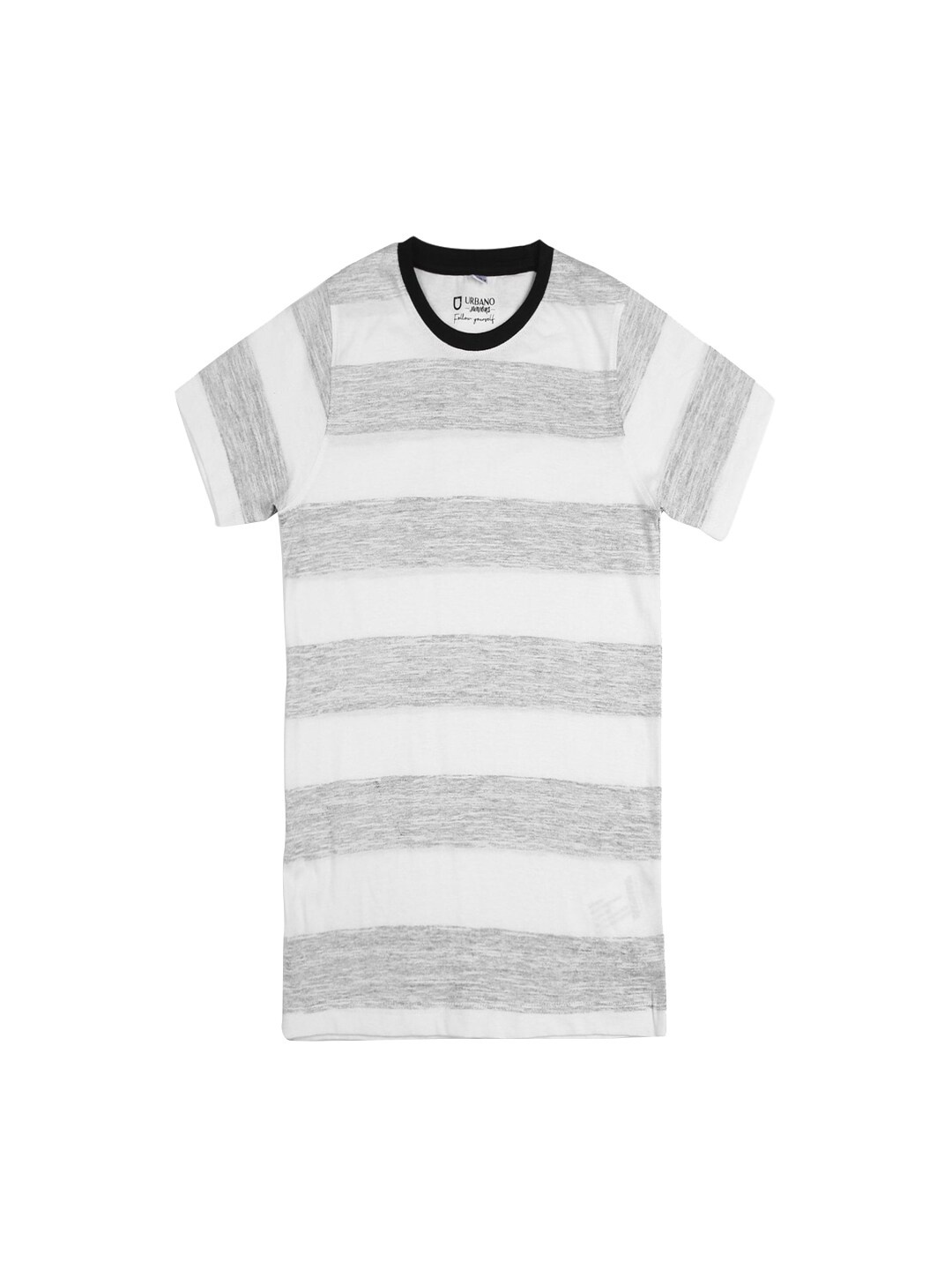 

Urbano Juniors Boys White & Black Striped V-Neck T-shirt