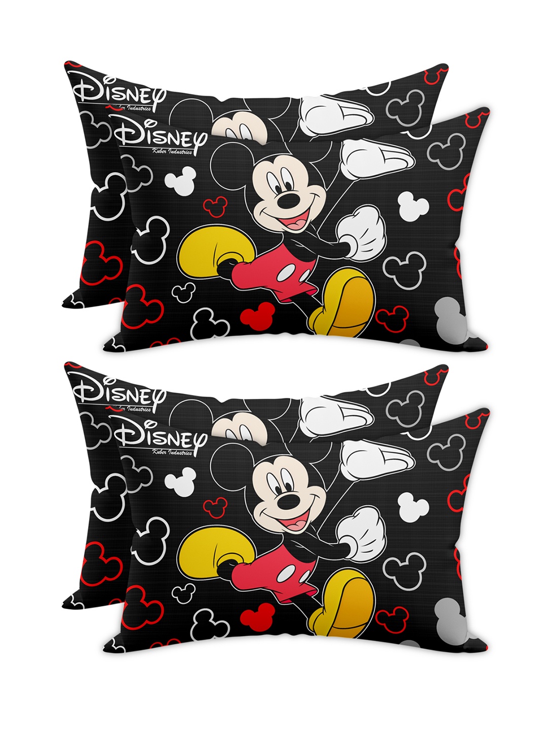 

Kuber Industries Set Of 4 Black & White Disney Printed Silk Pillow Covers