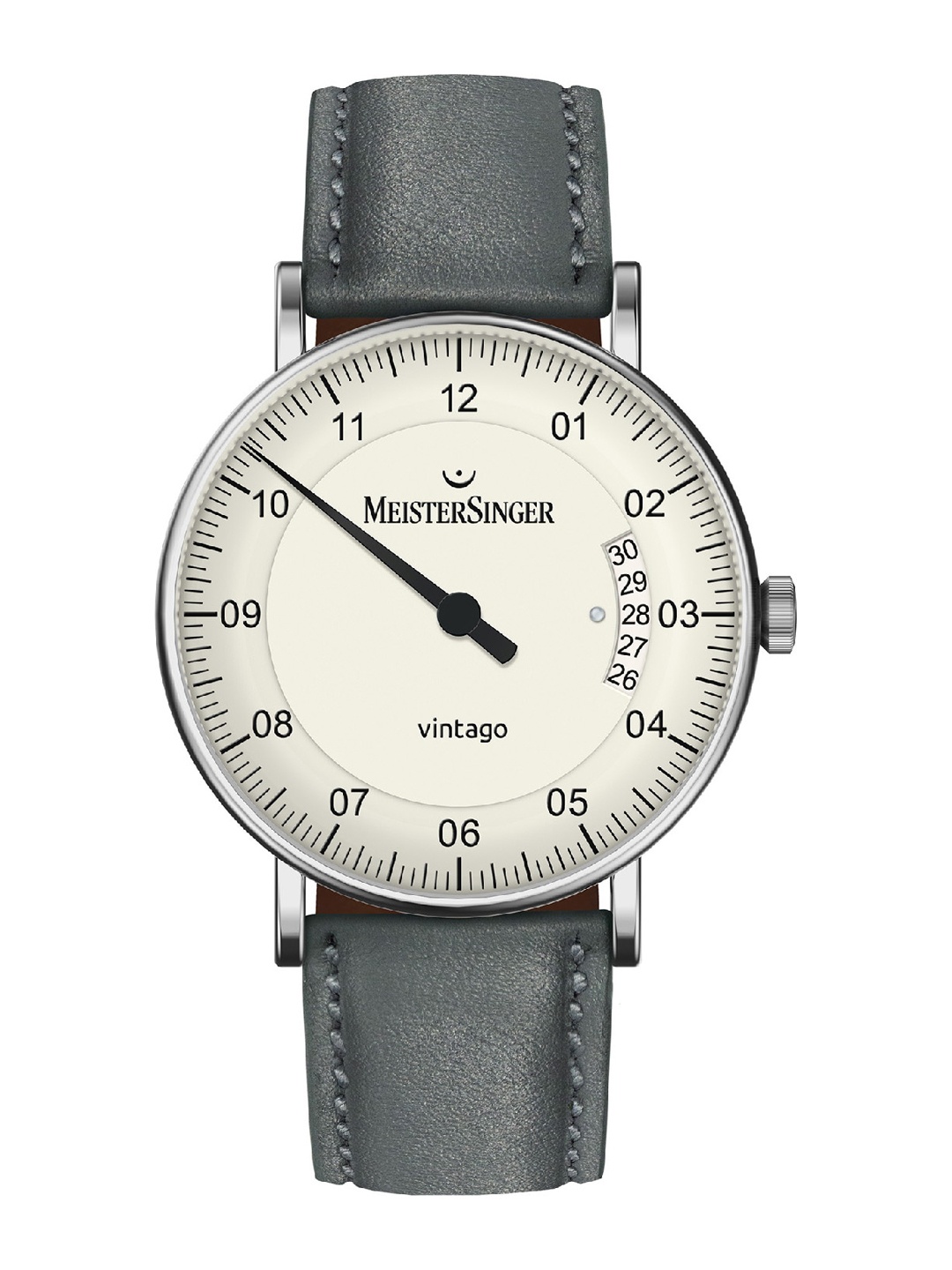 

MEISTERSINGER Men White Printed Dial & Grey Leather Straps Analogue Automatic Motion Powered Watch