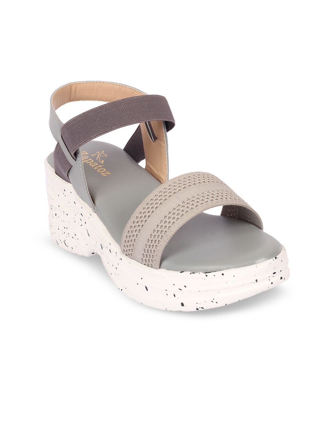 

ZAPATOZ Women Grey Woven Design Wedges