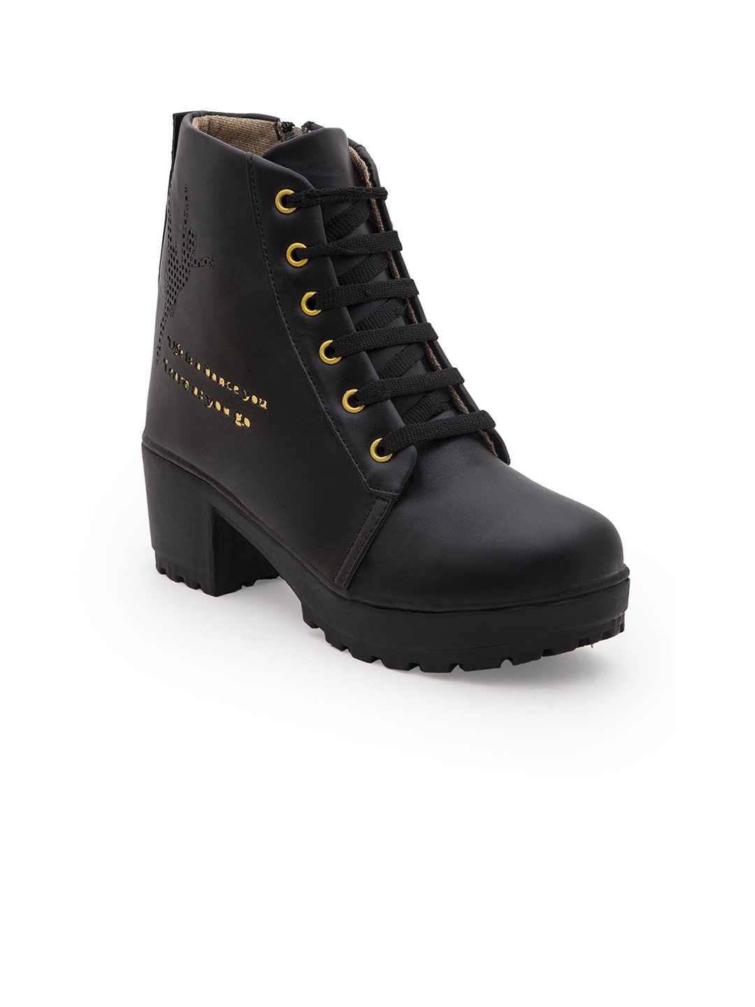 

DEAS Black Printed Block Heeled Boots