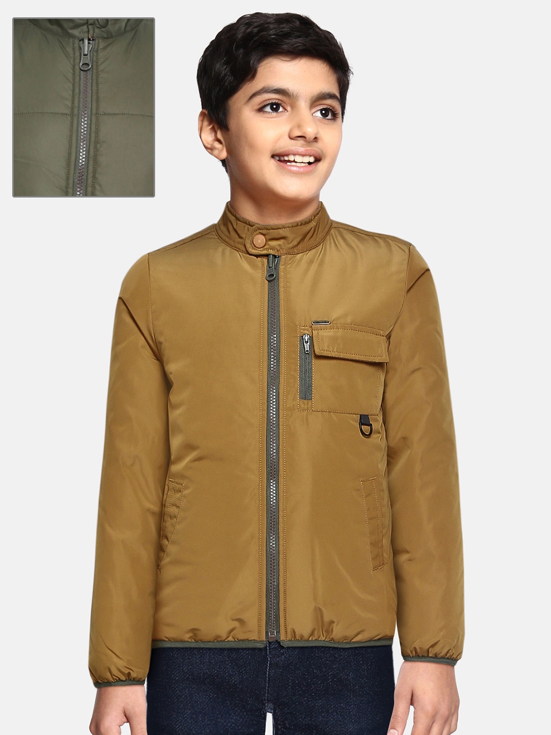 

Allen Solly Junior Boys Olive Striped Padded Jacket