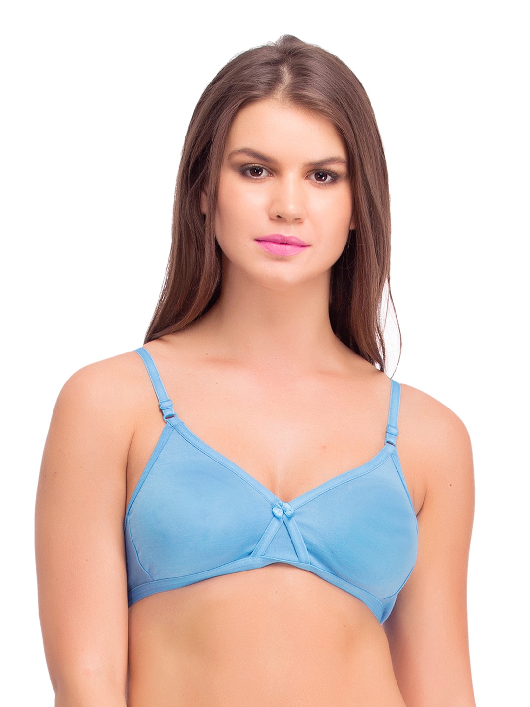 

Clovia Cotton Rich T Shirt Bra With Cross-Over Moulded Cups In Blue