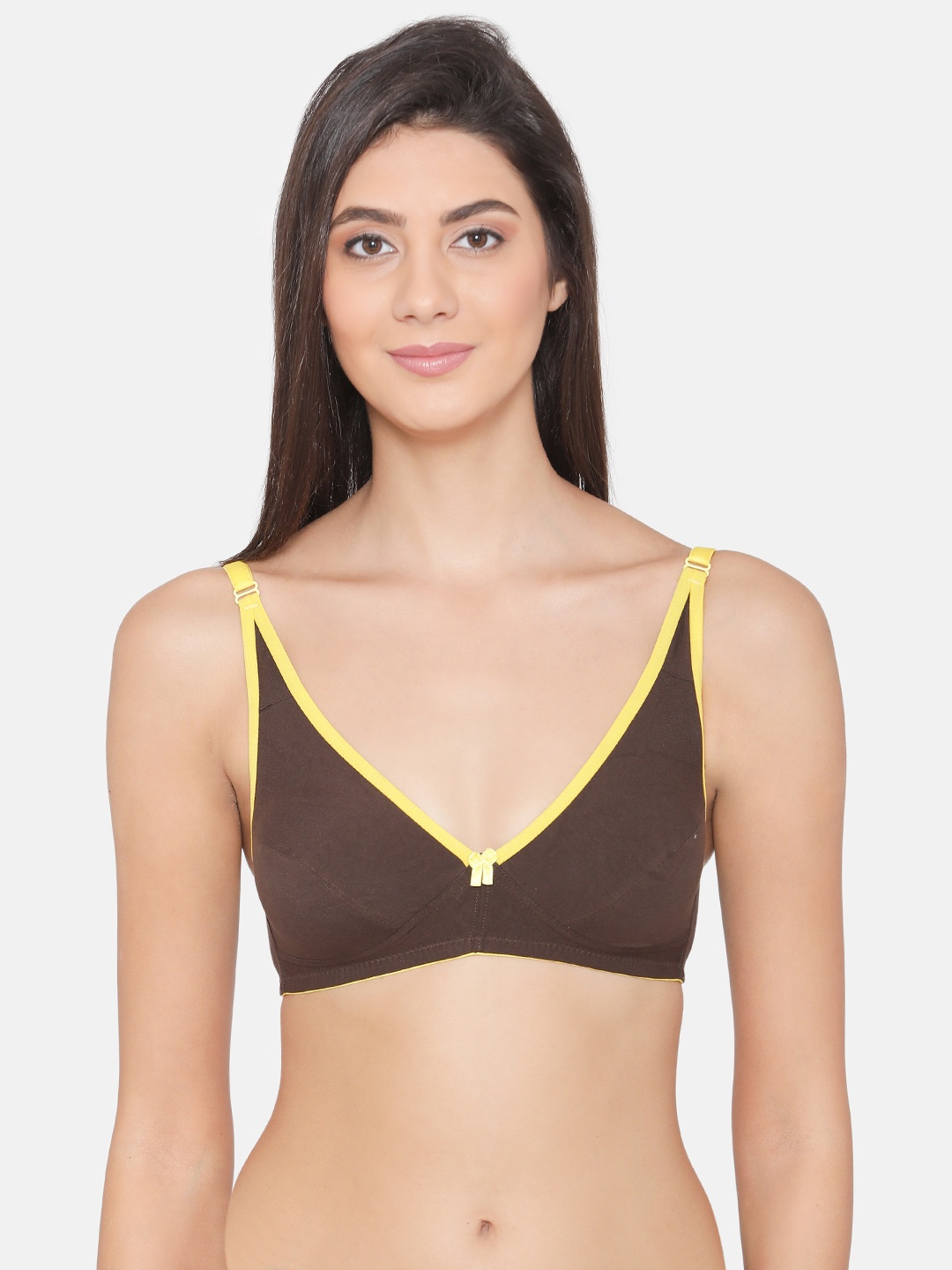 

Clovia Cotton Non-Padded Wirefree Demi Cup Bra - Brown