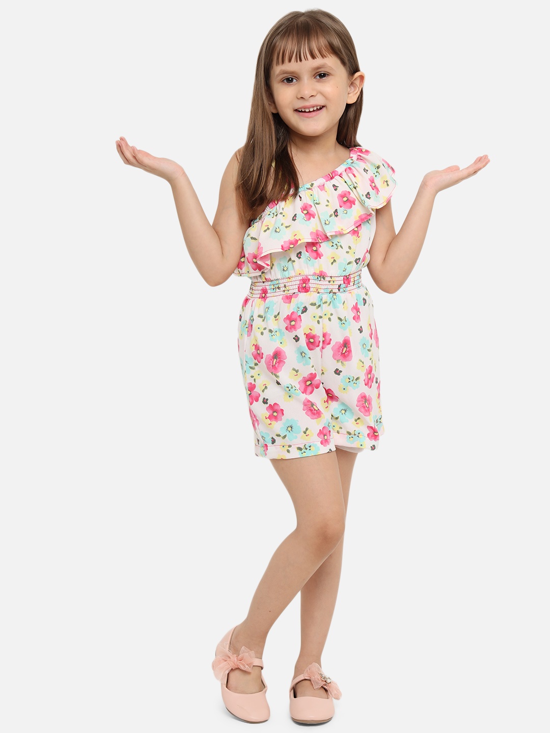 

Nauti Nati Girls Multicoloured Floral Printed Jumpsuit, Multi