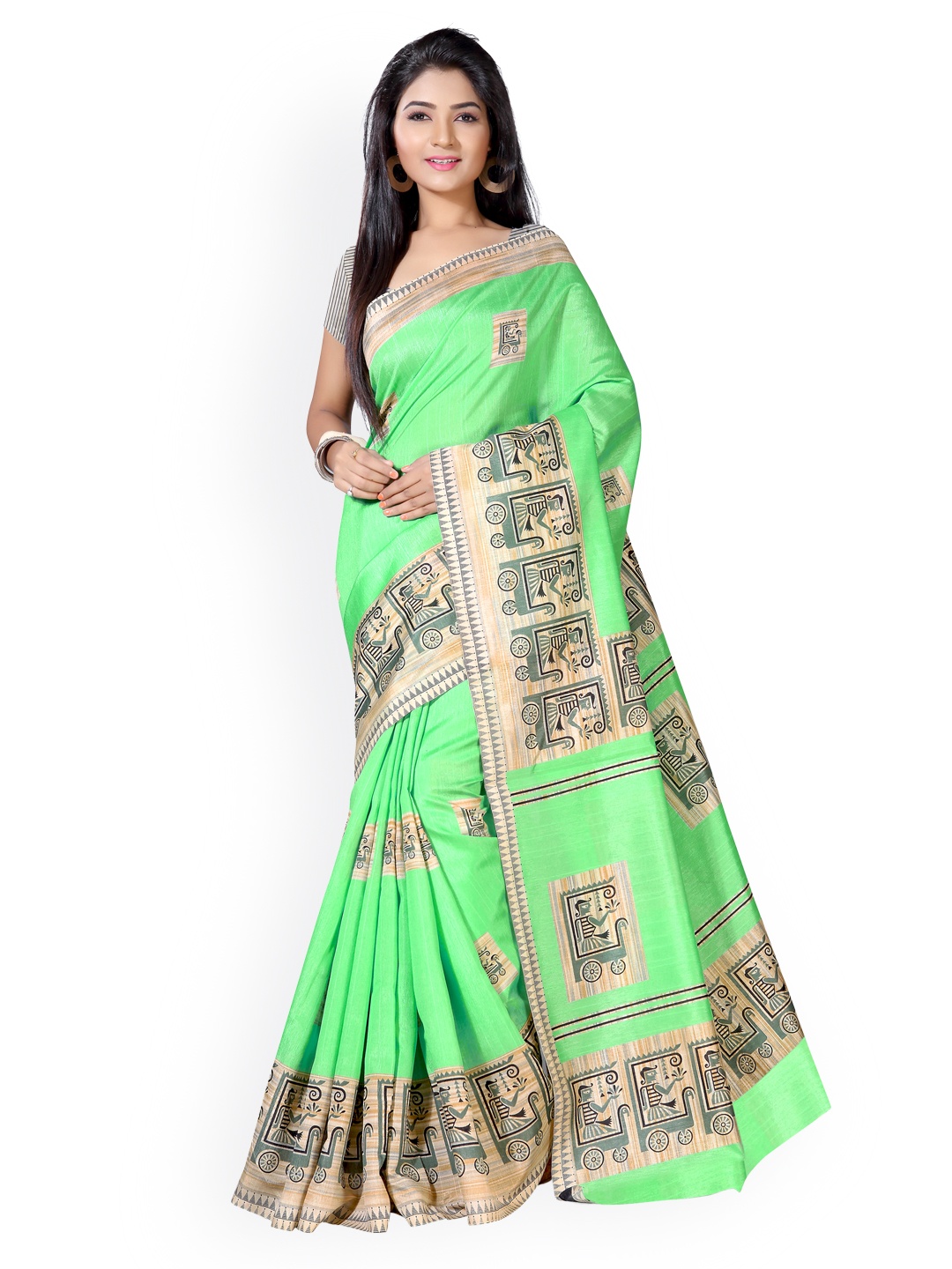 

Saree mall Green Bhagalpuri Art Silk Printed Saree
