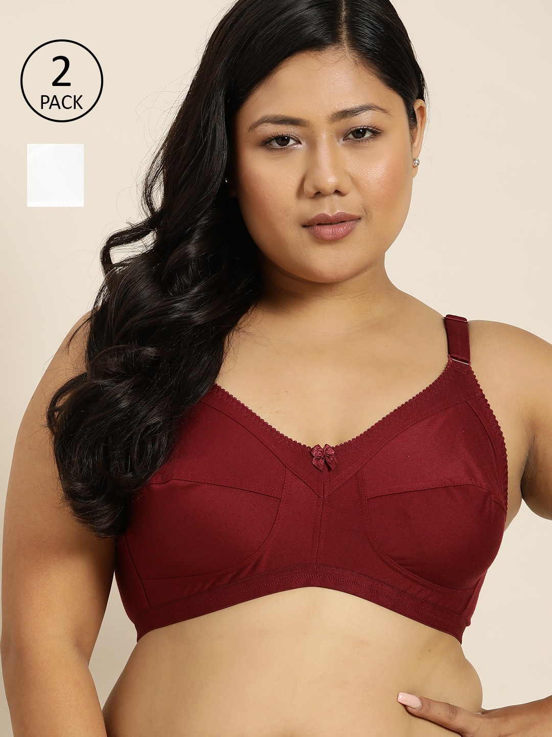

Sztori Plus Size Pack of 2 Everyday Bra, Maroon