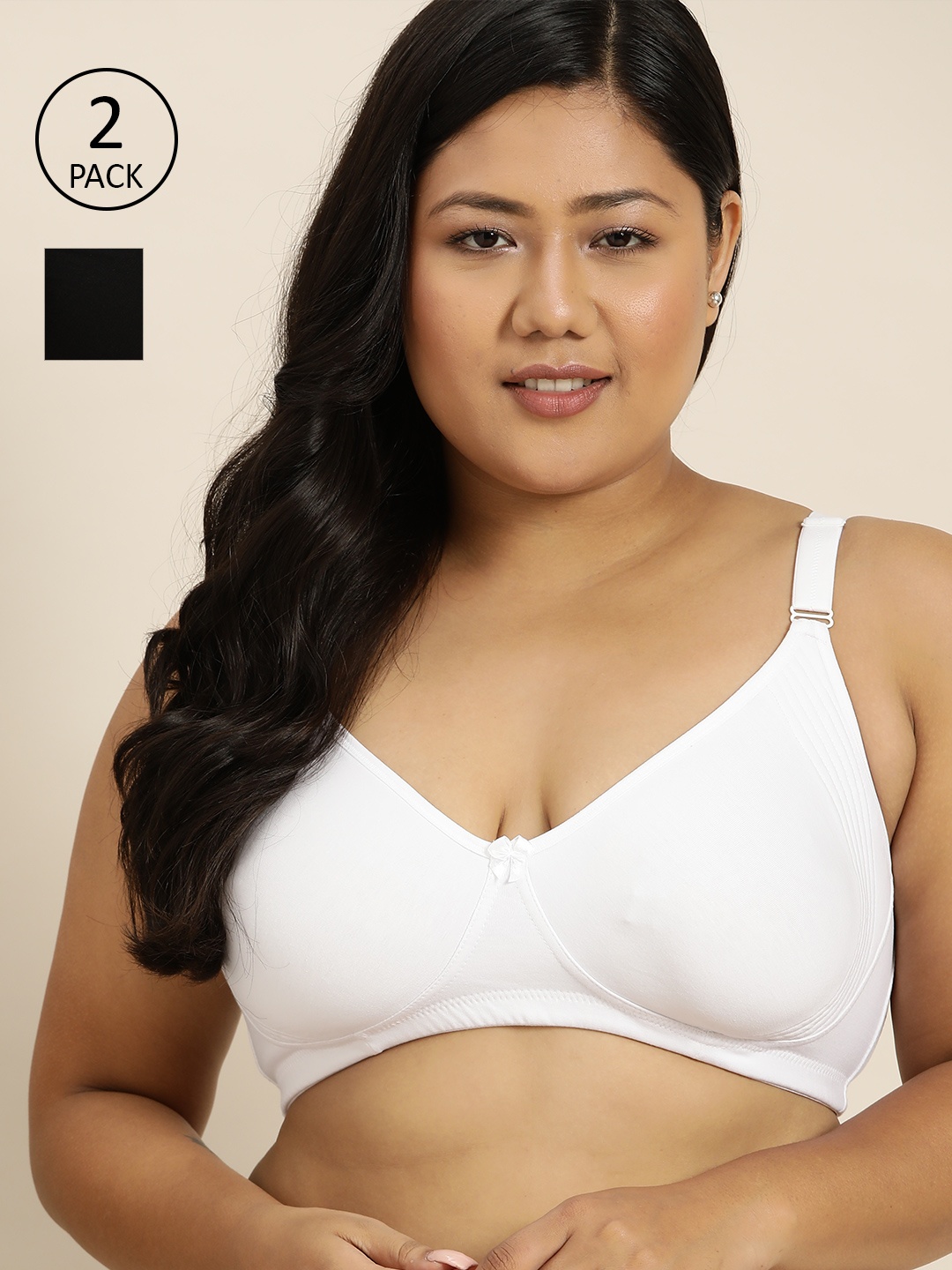 

Sztori Plus Size Pack of 2 T-shirt Bras, Black
