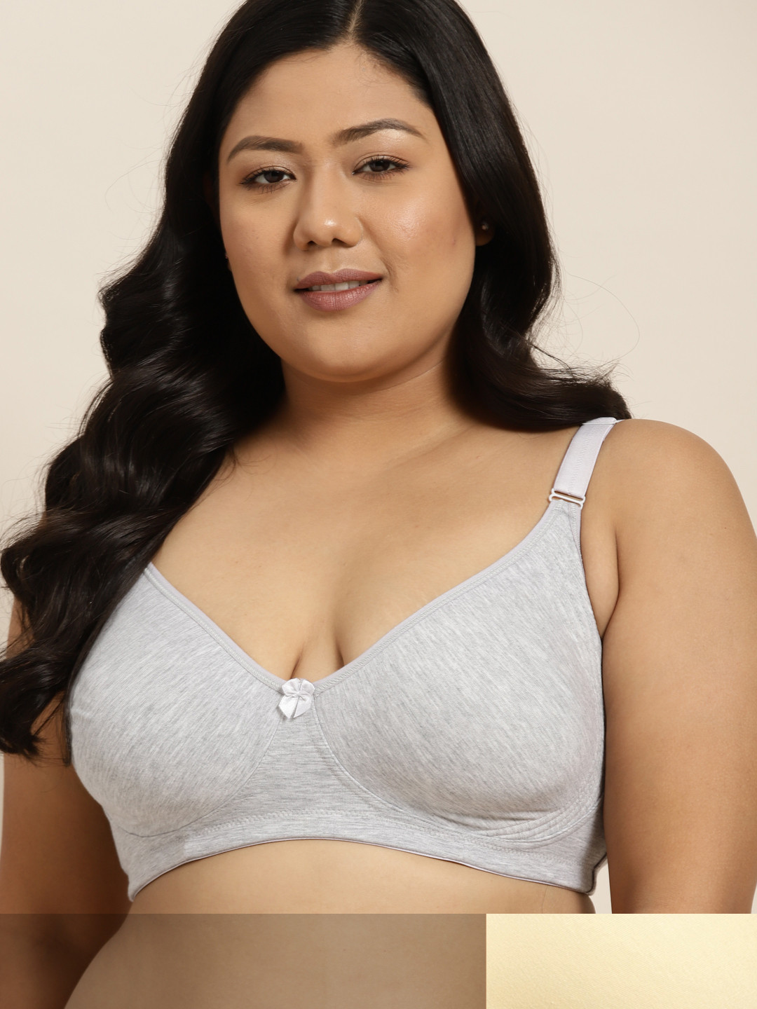 

Sztori Plus Size Set Of 2 Solid T-shirt Bra, Grey melange