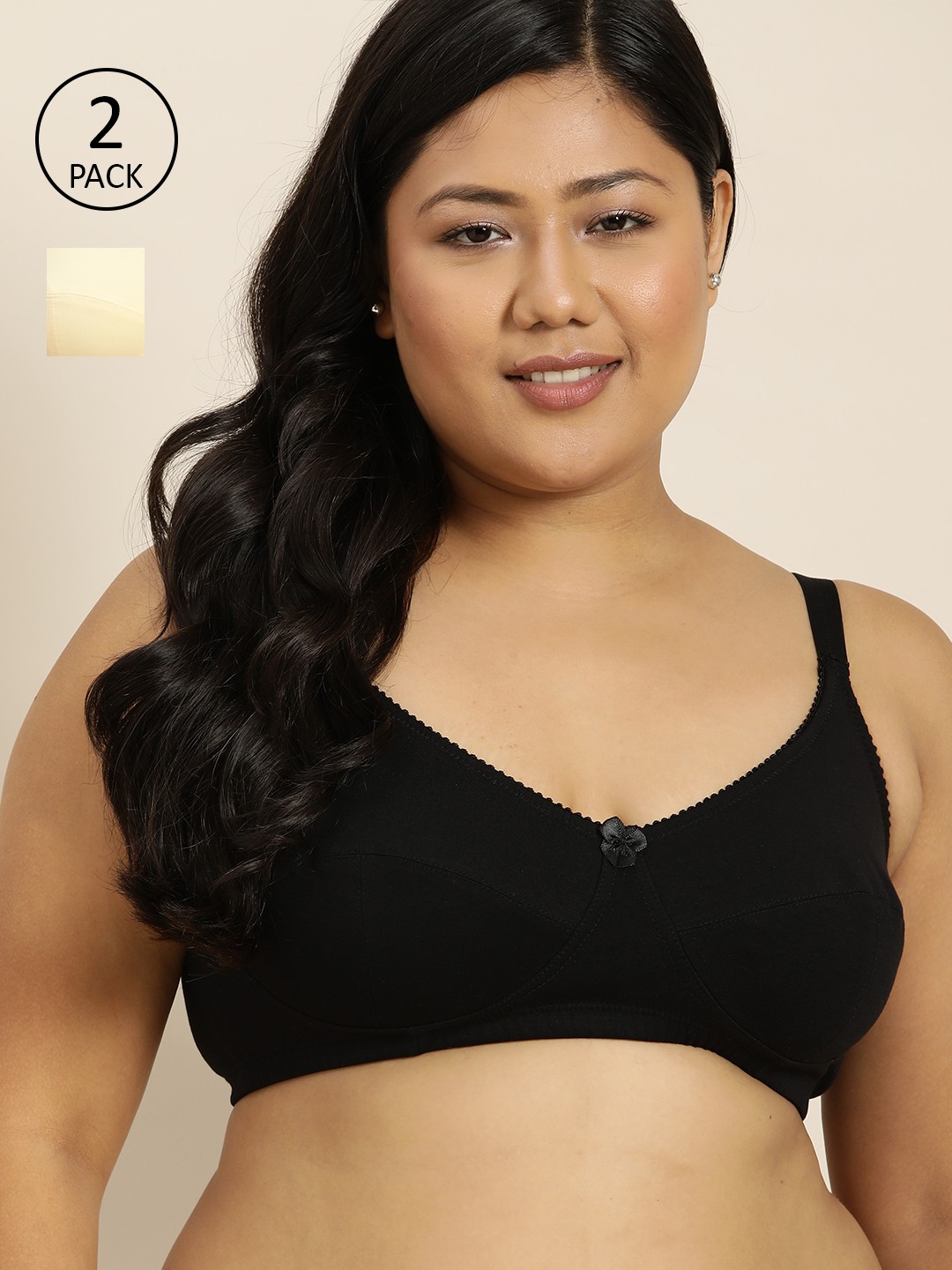

Sztori Plus Size Pack of 2 Everyday Bra, Black