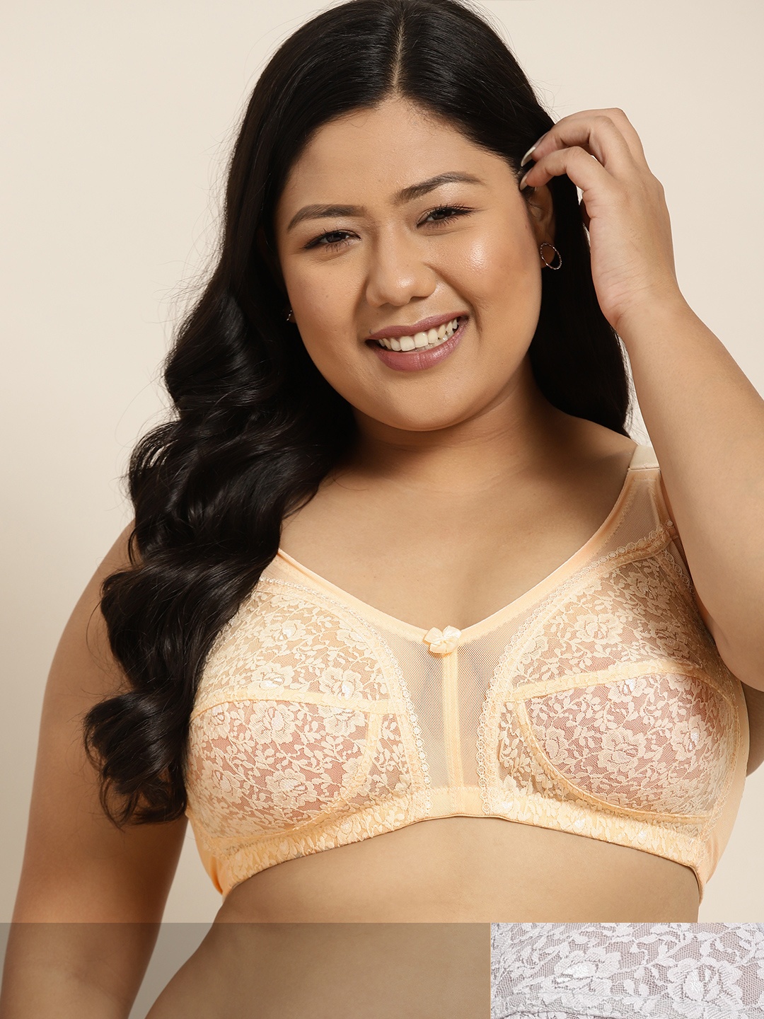 

Sztori Plus Size Set Of 2 Solid Everyday Bra, Beige