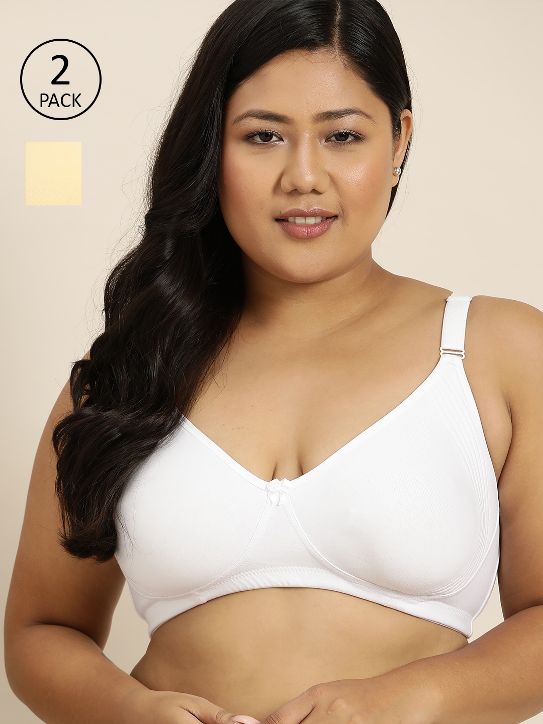 

Sztori Plus Size Pack of 2 T-shirt Bras, Off white