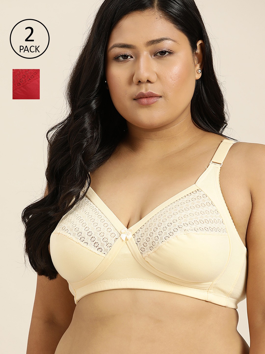 

Sztori Plus Size Pack of 2 Lace Everyday Bras, Red