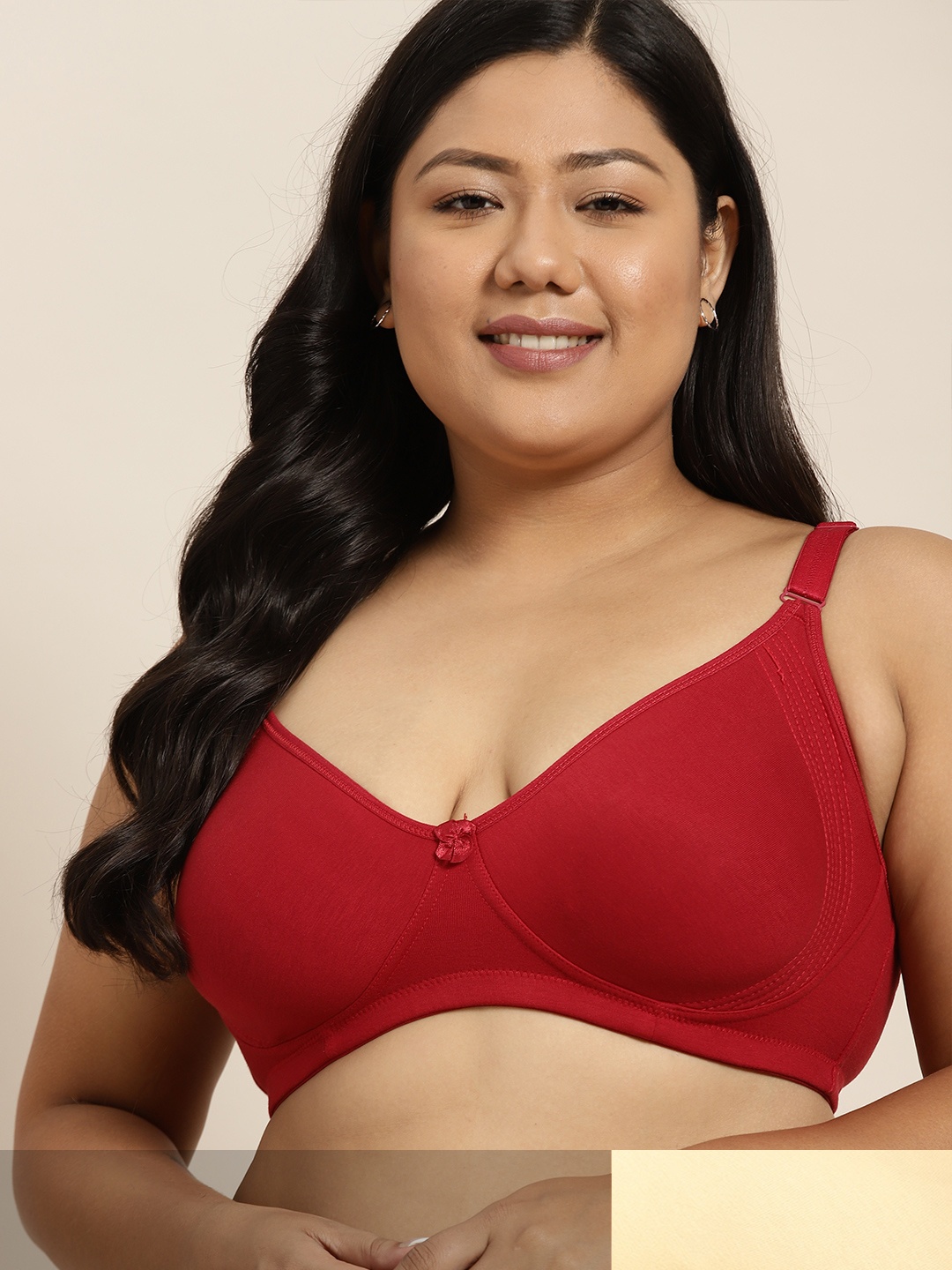 

Sztori Plus Size Set Of 2 Solid Everyday Bra, Red