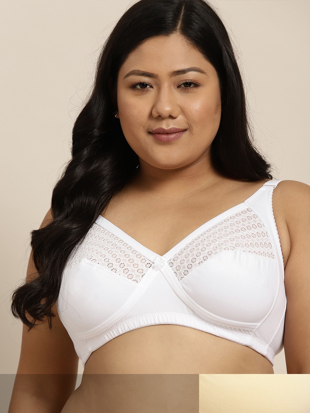 

Sztori Plus Size Set Of 2 Solid Everyday Bra, Cream
