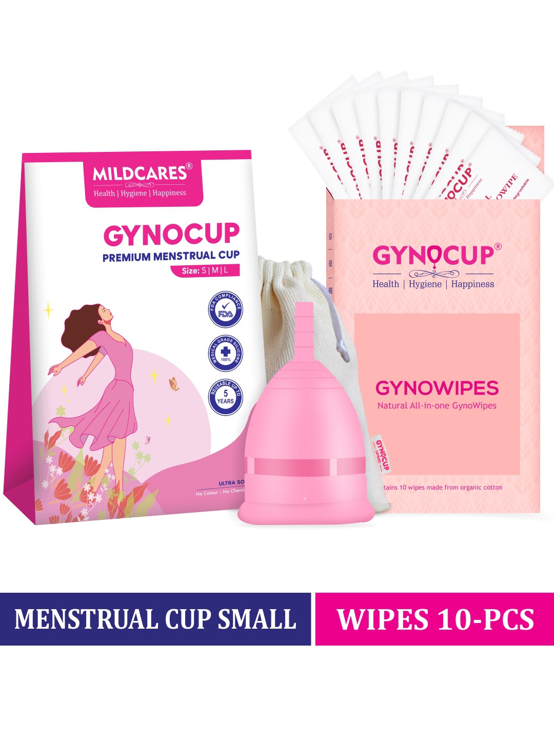 

GYNOCUP Menstrual Cup Small Size With Menstrual Cup Wash 100ml, Pink
