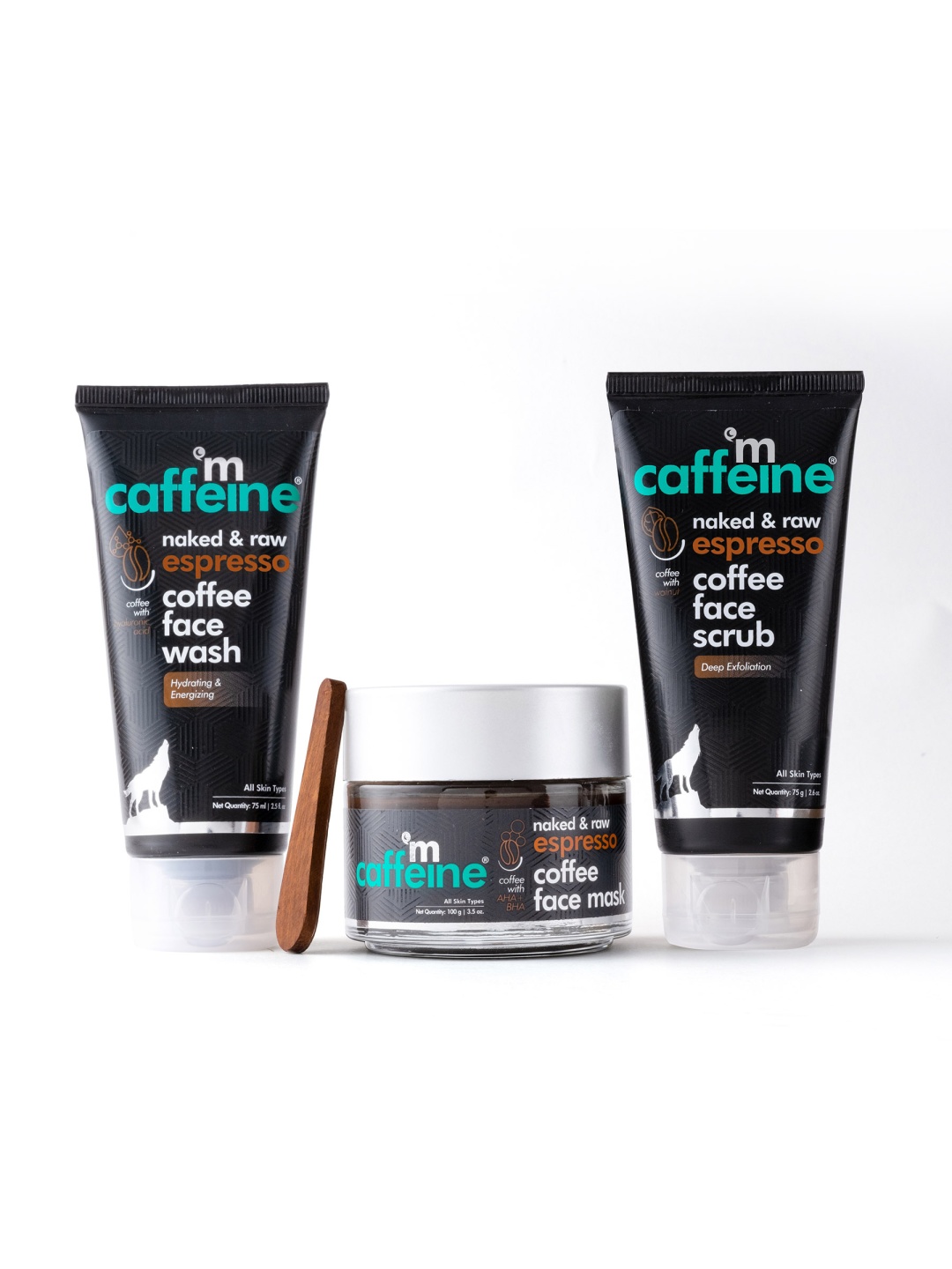 

MCaffeine Sustainable Espresso Coffee Natural AHA Deep Exfoliation Kit with Hyaluronic Acid, Brown