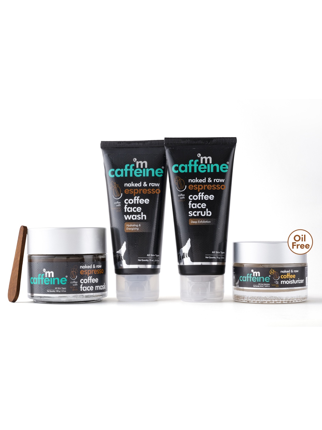 

MCaffeine Sustainable Espresso Coffee Deep Exfoliation Kit with Moisturizer for Oil-Free Hydration, Brown