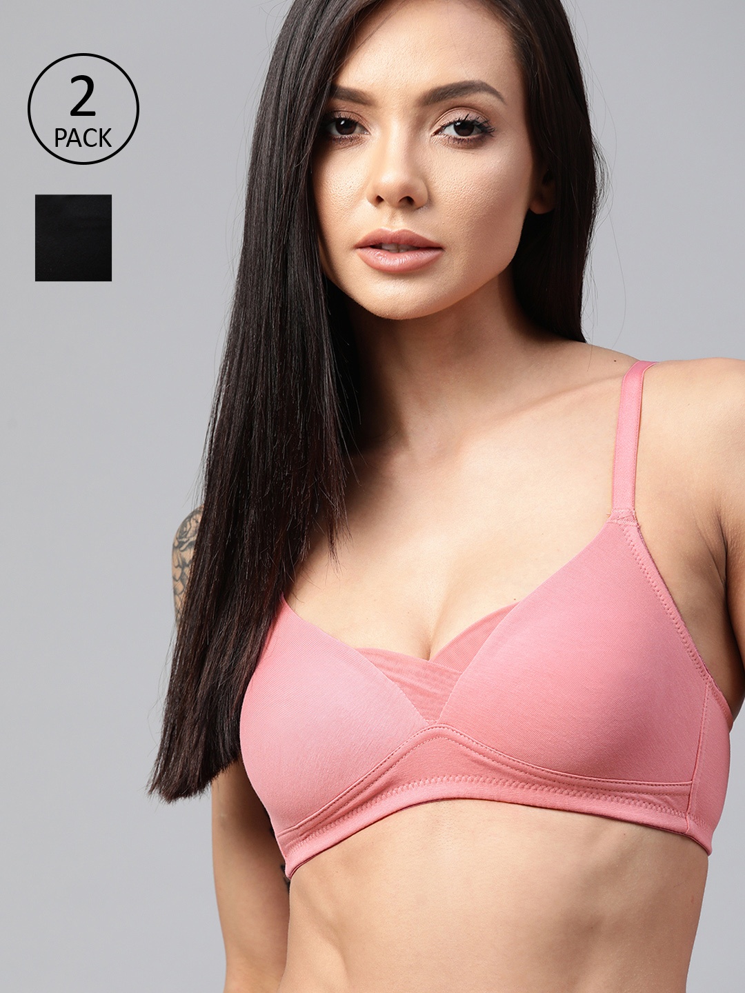 

Roadster Women Pack Of 2 Solid Everyday Bras PM-RD-MF-01, Pink