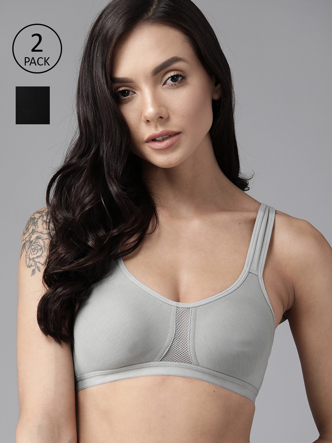 

Roadster Pack of 2 Solid T-shirt Bra - Full Coverage, Green