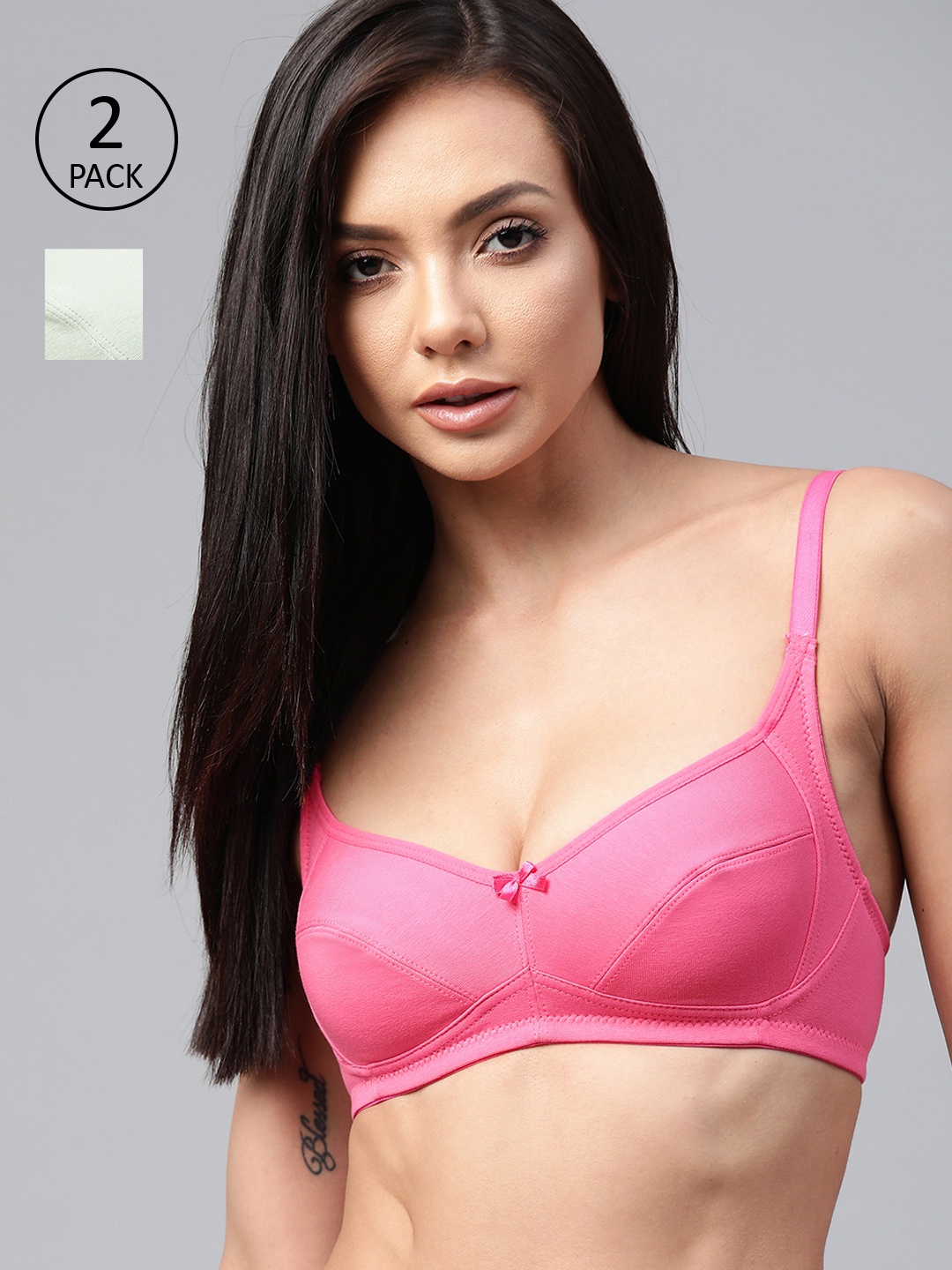 

Roadster Women Pack Of 2 Solid Everyday Bras PM-RD-OP-02, Pink
