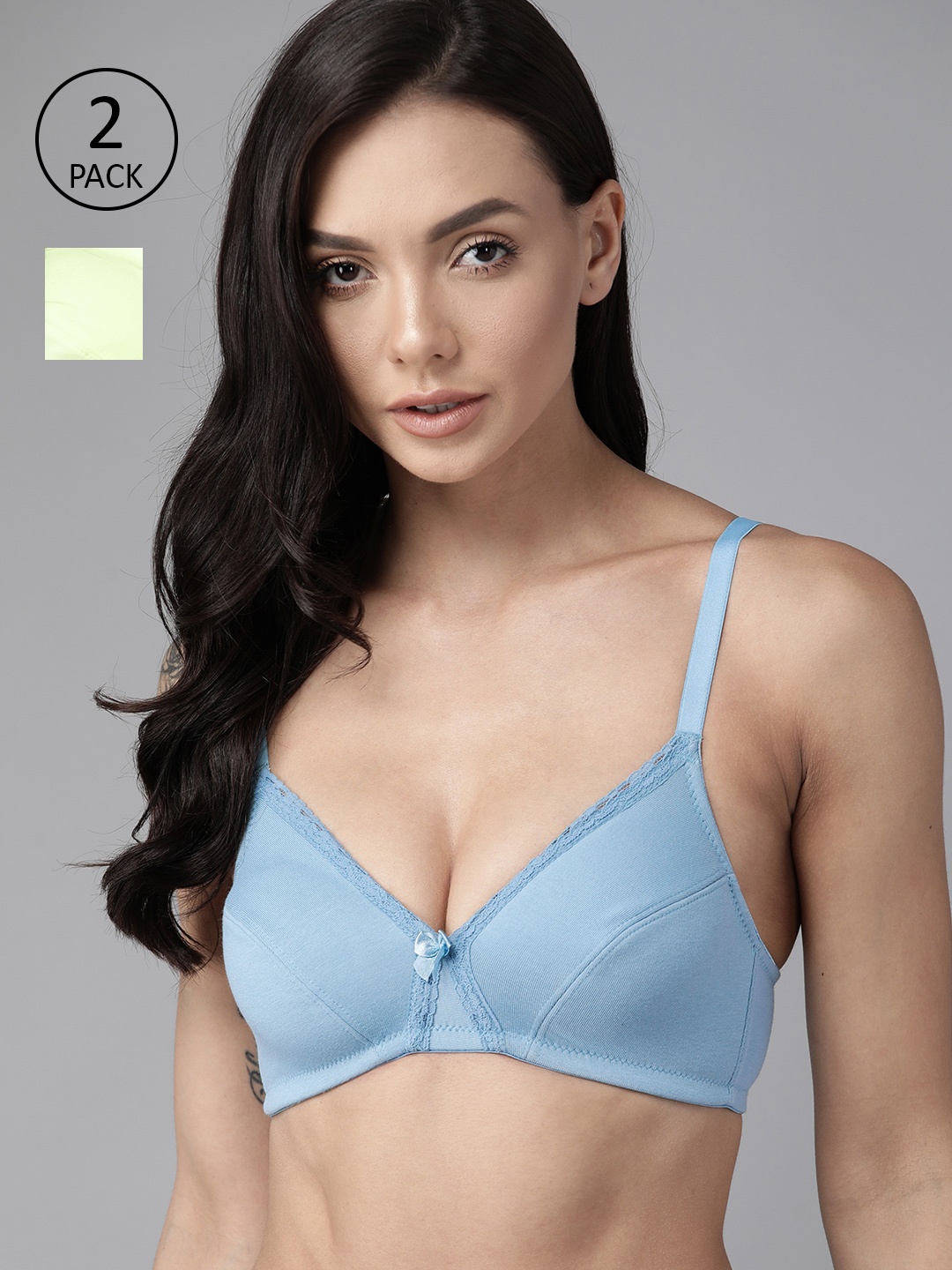 

Roadster Pack Of Two Solid Everyday Bra - Medium Coverage, Blue