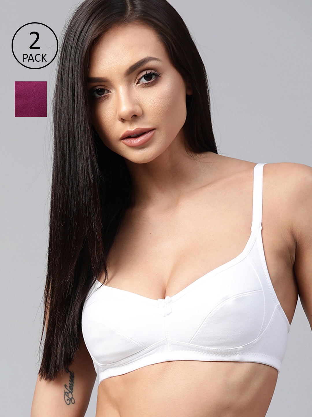 

Roadster White & Purple Everyday Bra Full Coverage