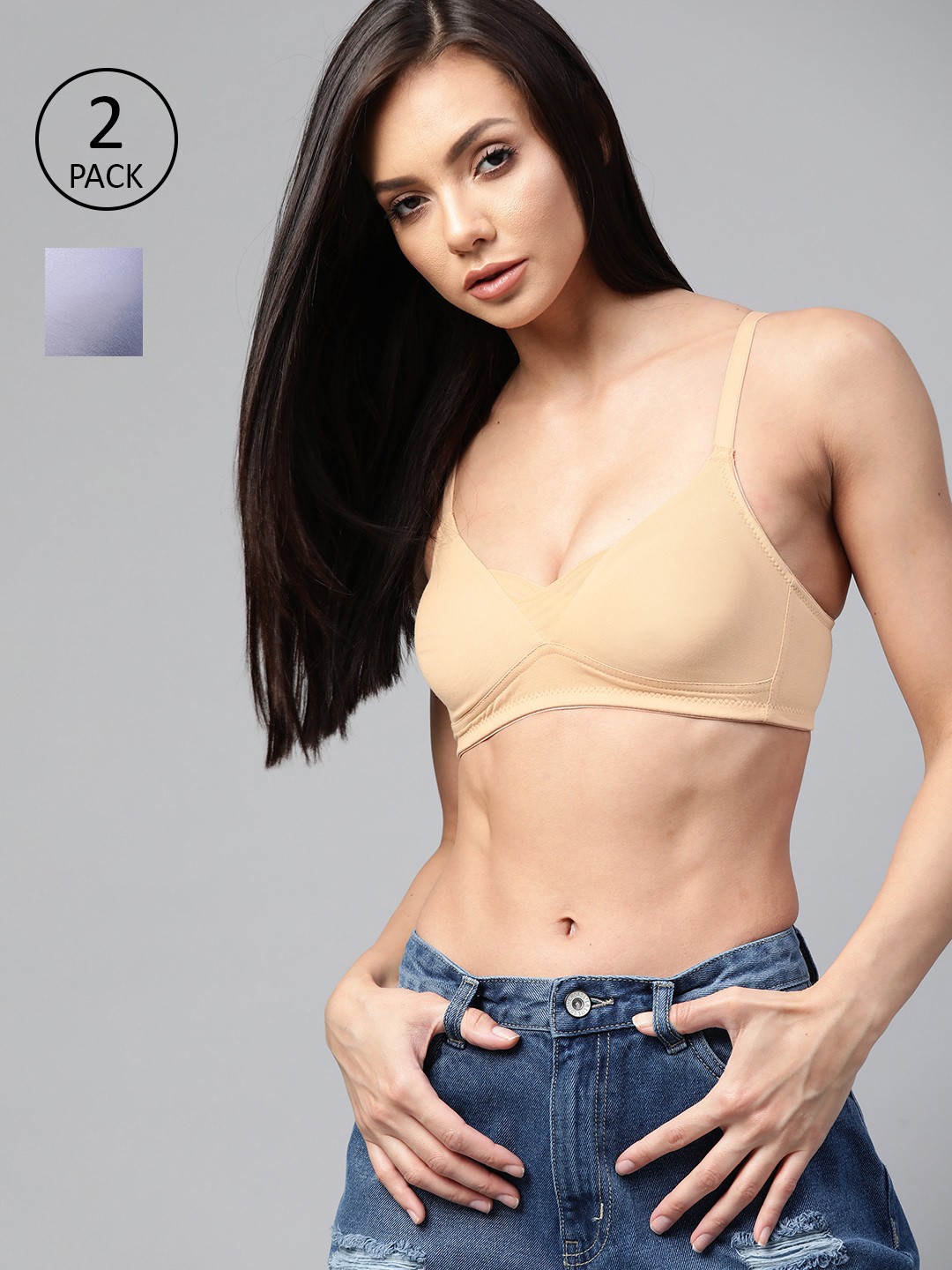 

Roadster Women Pack Of 2 Solid Everyday Bras PM-RD-MF-01, Beige