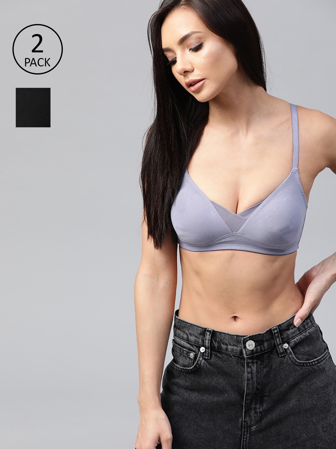 

Roadster Pack of 2 Blue & Black Everyday Bra Full Coverage PM-RD-MF-01