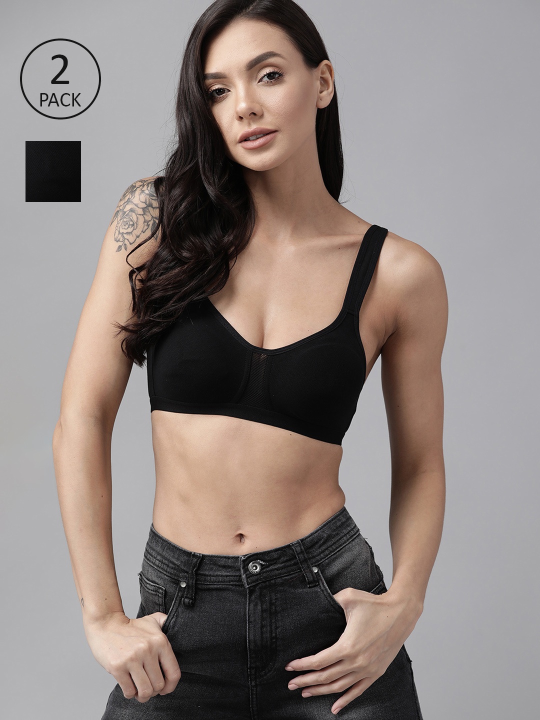 

Roadster Pack Of Two T-shirt Bra Medium Coverage, Black