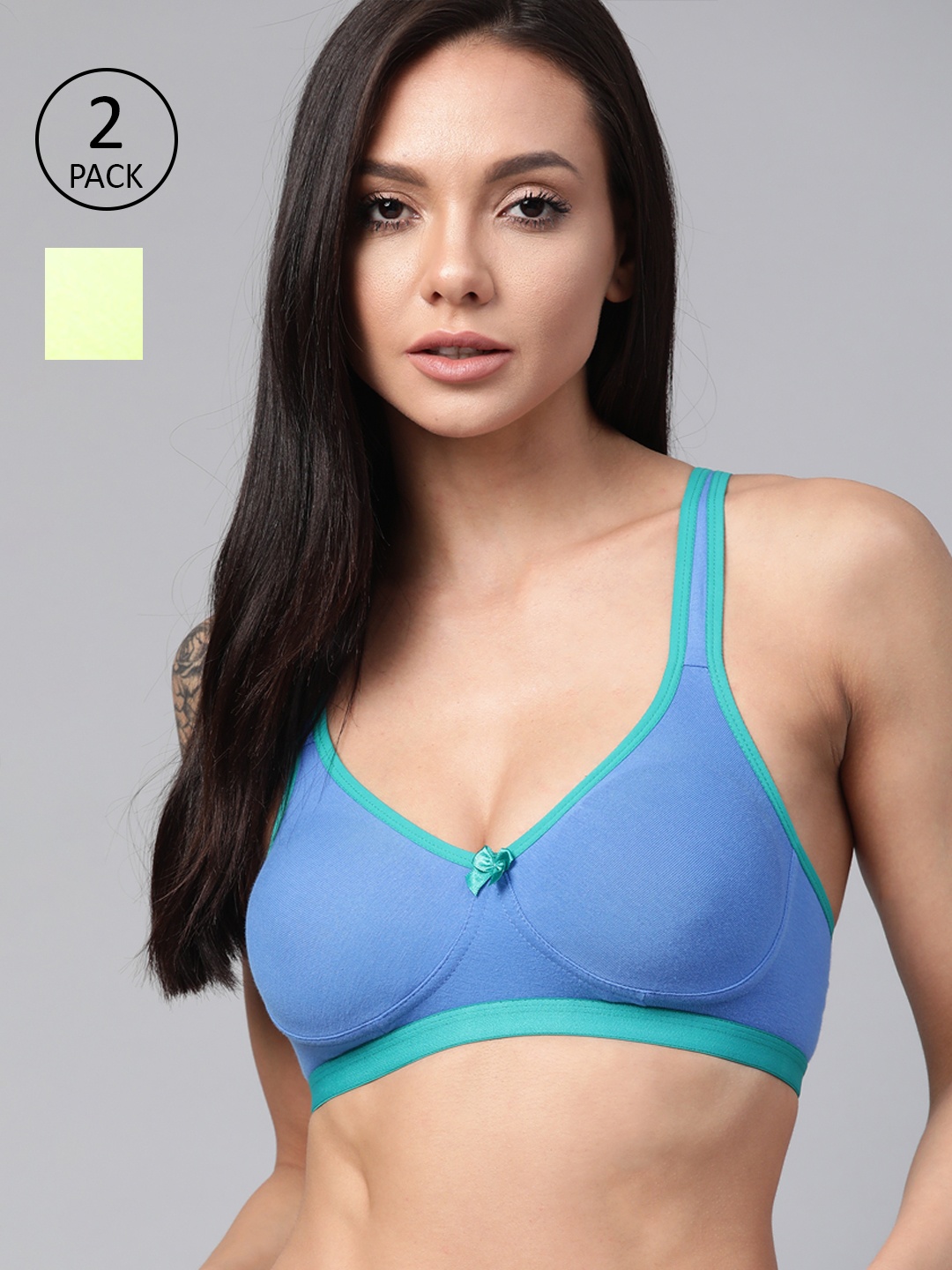 

Roadster Pack of 2 Everyday Bras - Full Coverage, Lime green