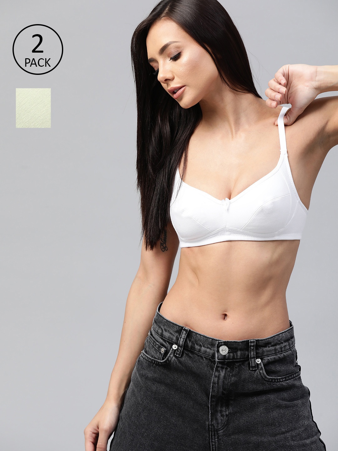 

Roadster White & Green Everyday Bra Full Coverage