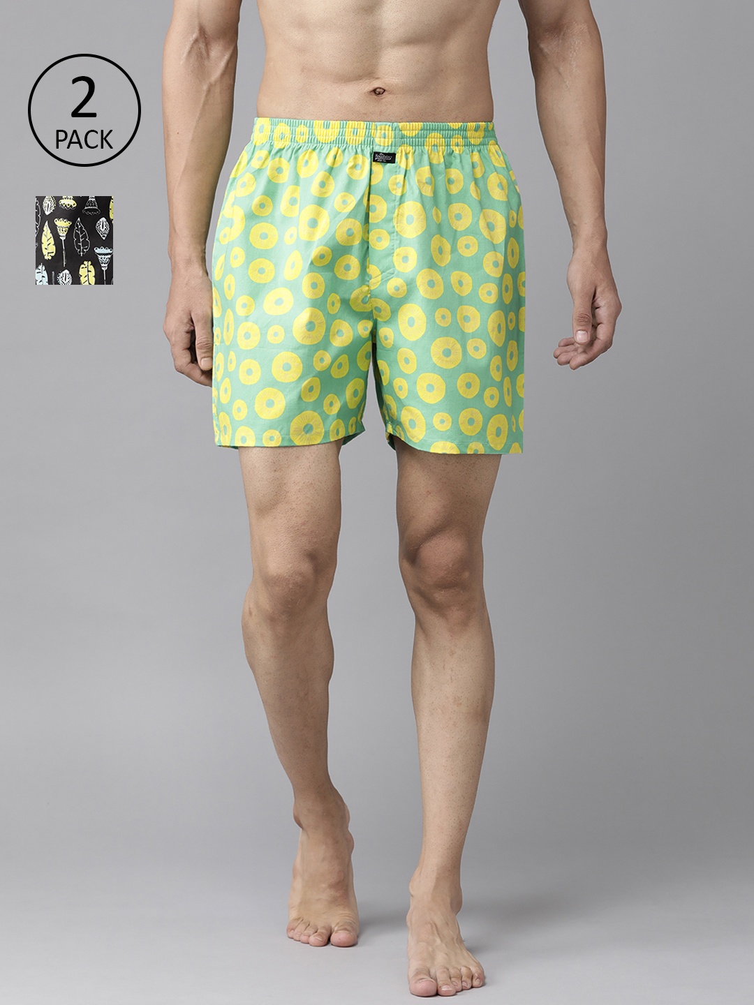 

Roadster Men Pack of 2 Printed Cotton Boxers, Black