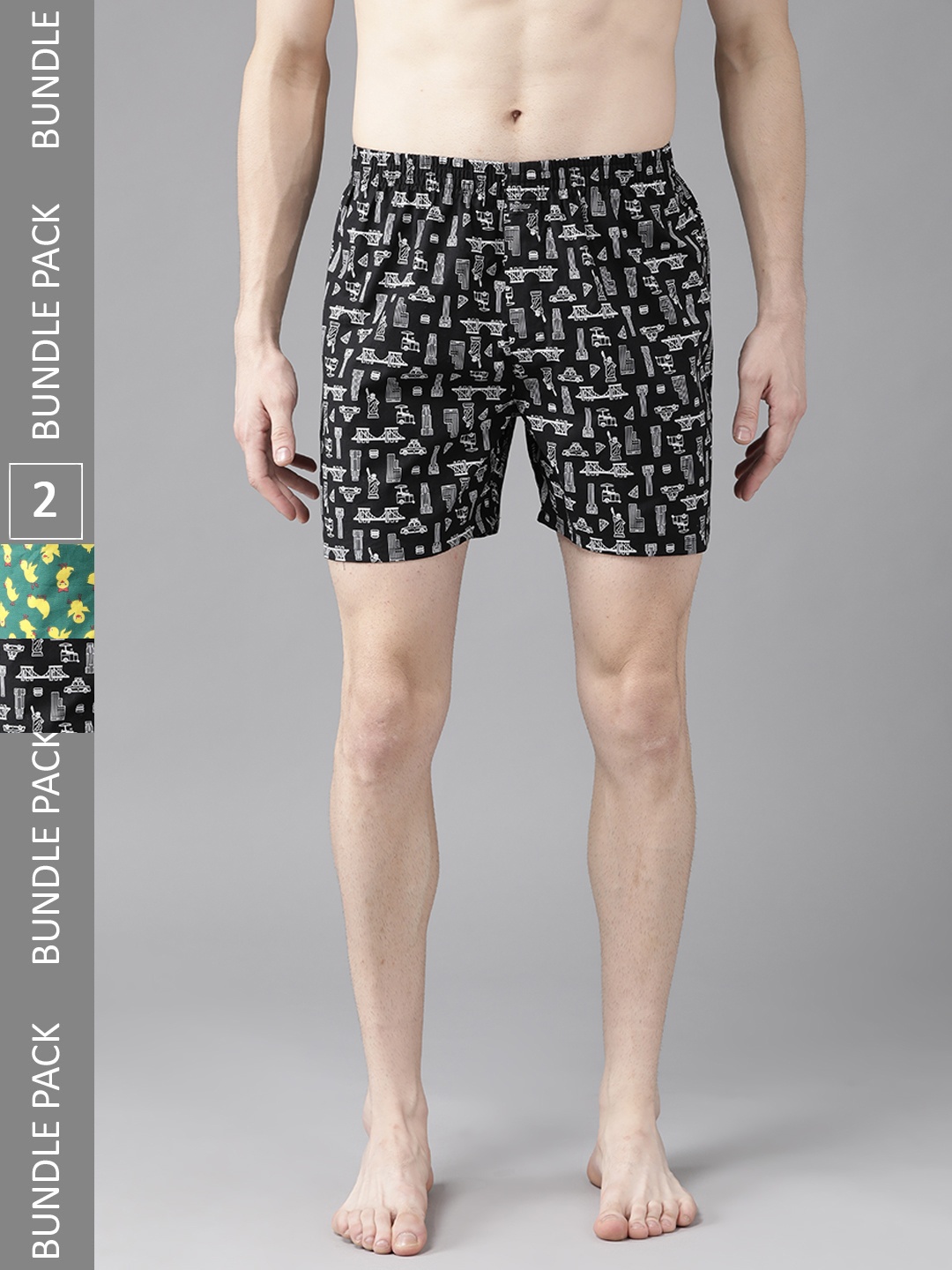 

Roadster Men Pack of 2 Cotton Printed Boxers RDS-KEN-MBOX- PRINT-02XY, Green