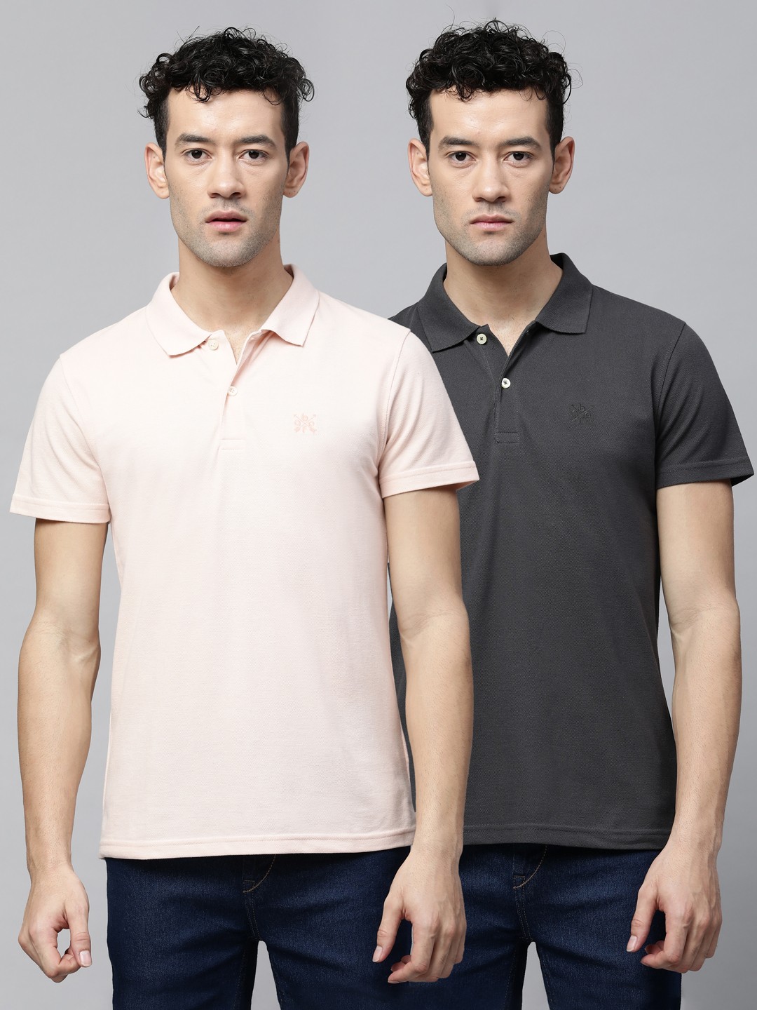 

abof Men Pack of 2 Polo Collar T-shirt, Peach