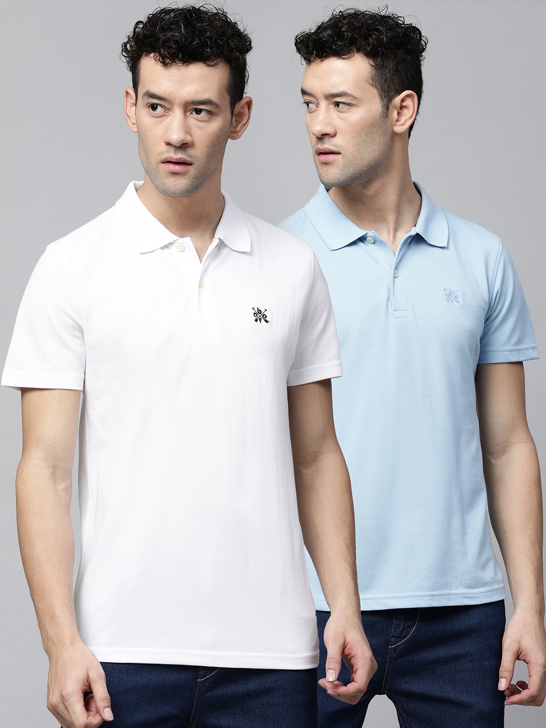 

abof Men Pack of 2 Polo Collar T-shirt, White
